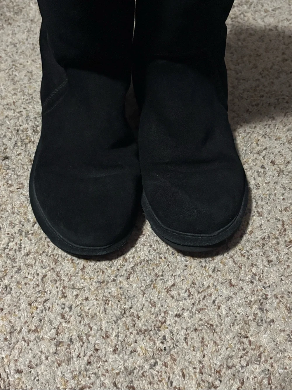 Bearpaw Mid Calf‎ Winter Boots Womens 10 Black Suede Faux Fur Whipstitch Detail
